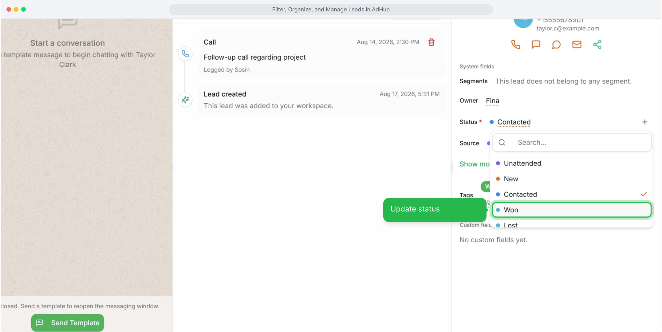 Update the lead status