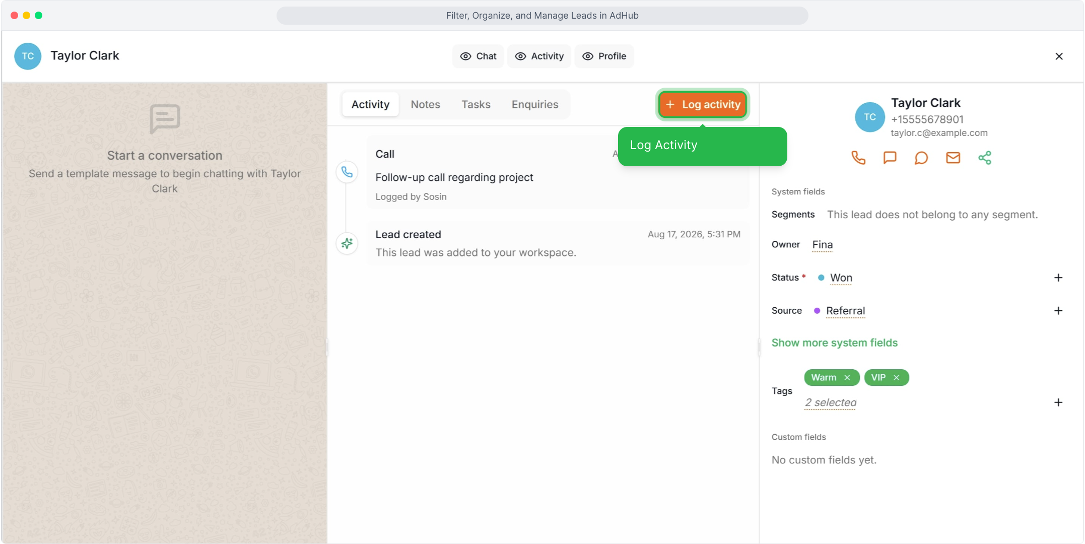 Click Log activity