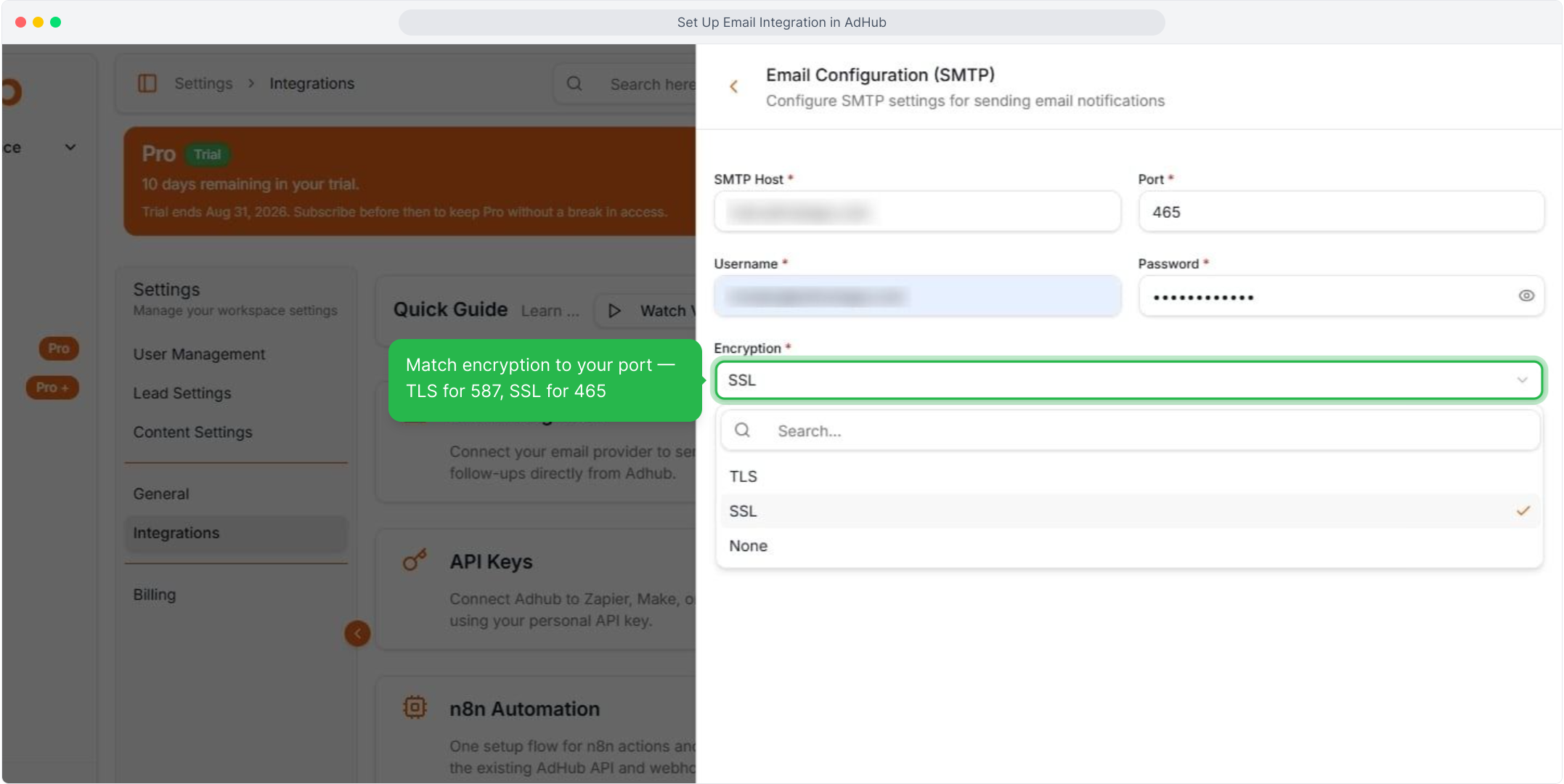 Select the encryption type