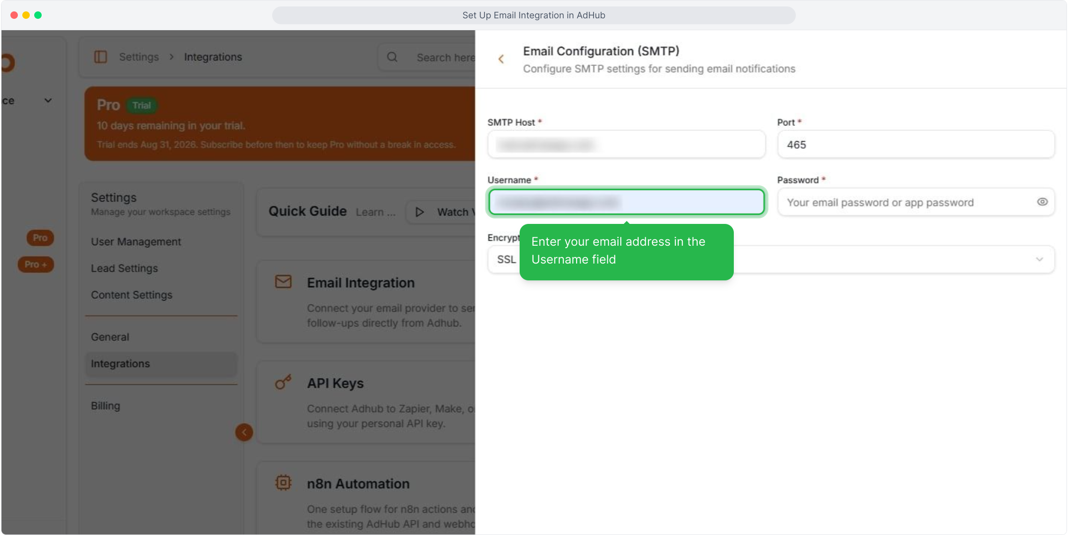 Enter your email address as the username
